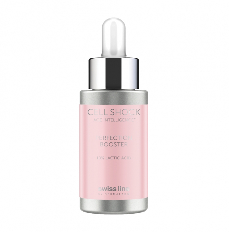 Booster Latic Acid thay da se khít chân lông và làm đều màu da Swissline Cell Shock Perfection Booster 10% Lactic Acid